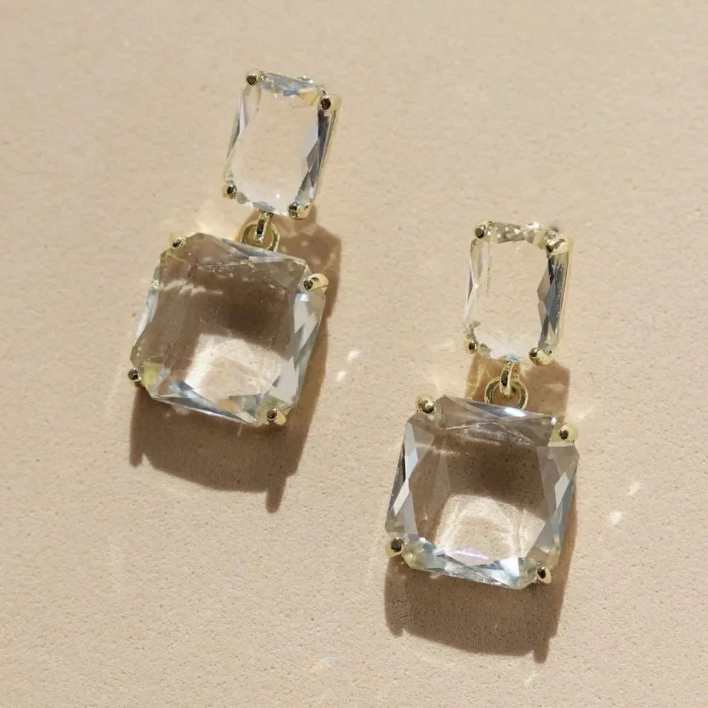 Bohemian clear drop earrings A387